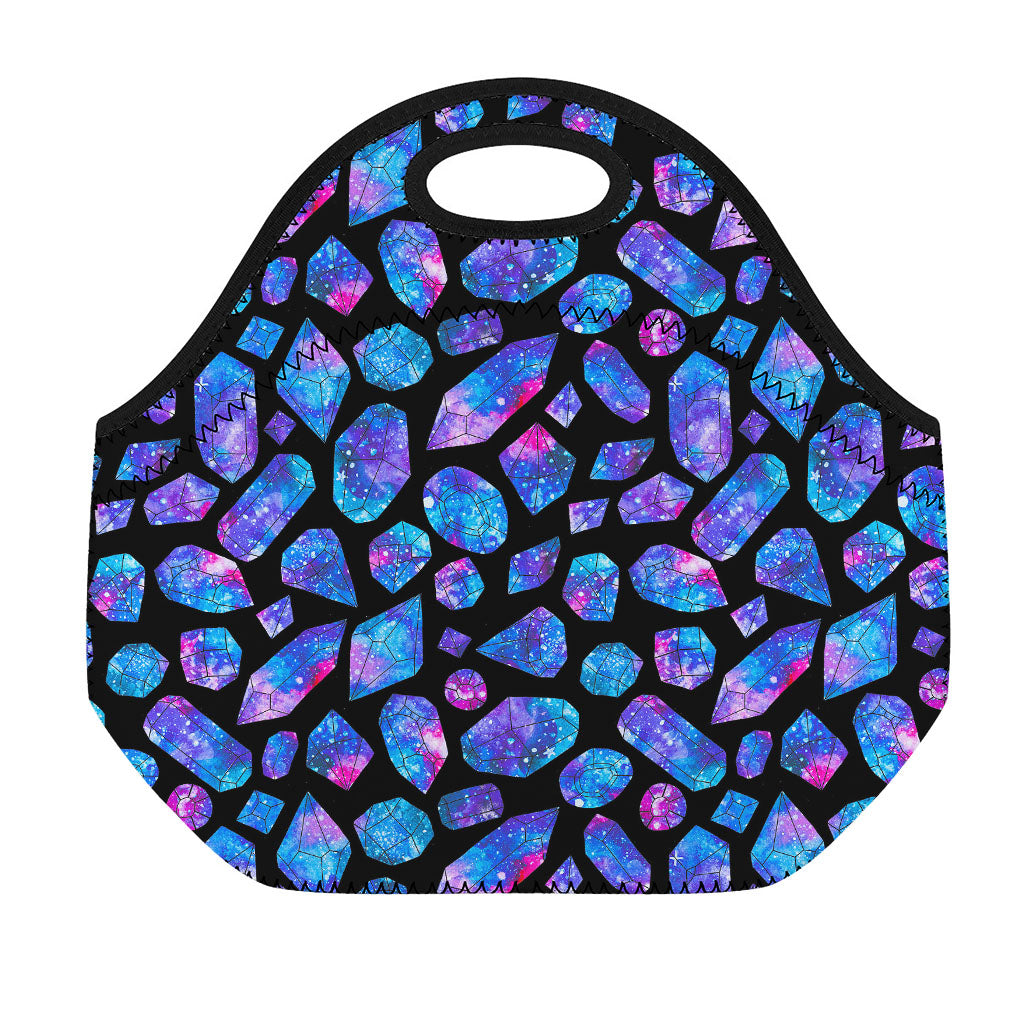 Blue Crystal Cosmic Galaxy Space Print Neoprene Lunch Bag
