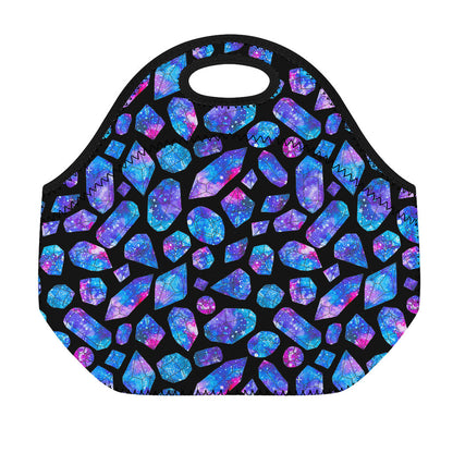 Blue Crystal Cosmic Galaxy Space Print Neoprene Lunch Bag