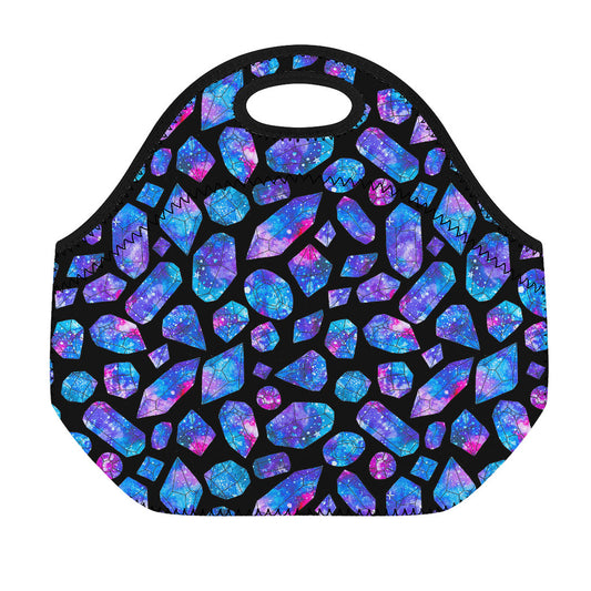 Blue Crystal Cosmic Galaxy Space Print Neoprene Lunch Bag