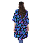 Blue Crystal Cosmic Galaxy Space Print Open Front Beach Cover Up