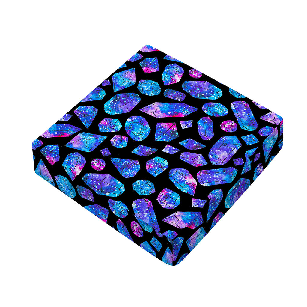 Blue Crystal Cosmic Galaxy Space Print Outdoor Seat Cushion Cover