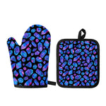 Blue Crystal Cosmic Galaxy Space Print Oven Mitt And Pot Holder Set