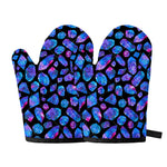Blue Crystal Cosmic Galaxy Space Print Oven Mitts