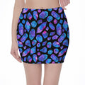 Blue Crystal Cosmic Galaxy Space Print Pencil Mini Skirt