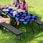 Blue Crystal Cosmic Galaxy Space Print Picnic Table Cover