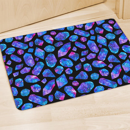 Blue Crystal Cosmic Galaxy Space Print Polyester Doormat