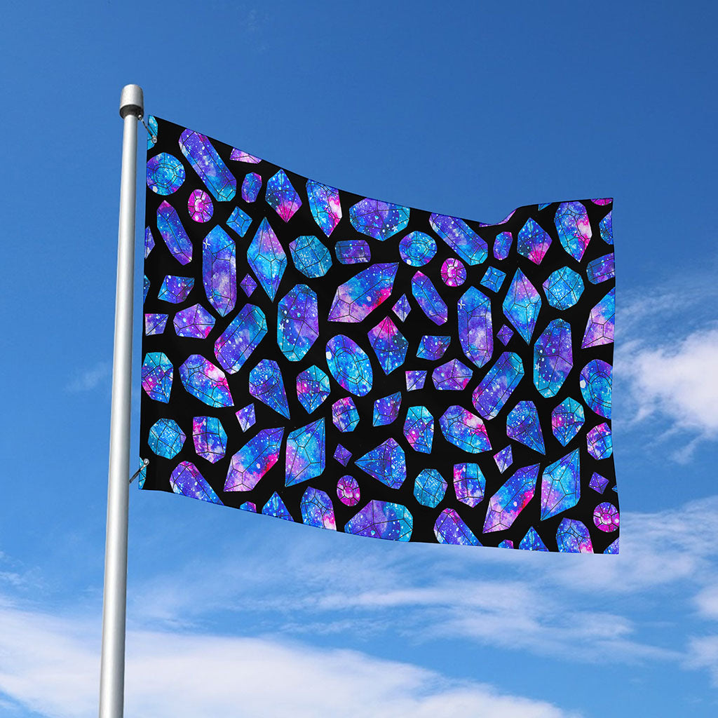 Blue Crystal Cosmic Galaxy Space Print Polyester Flag