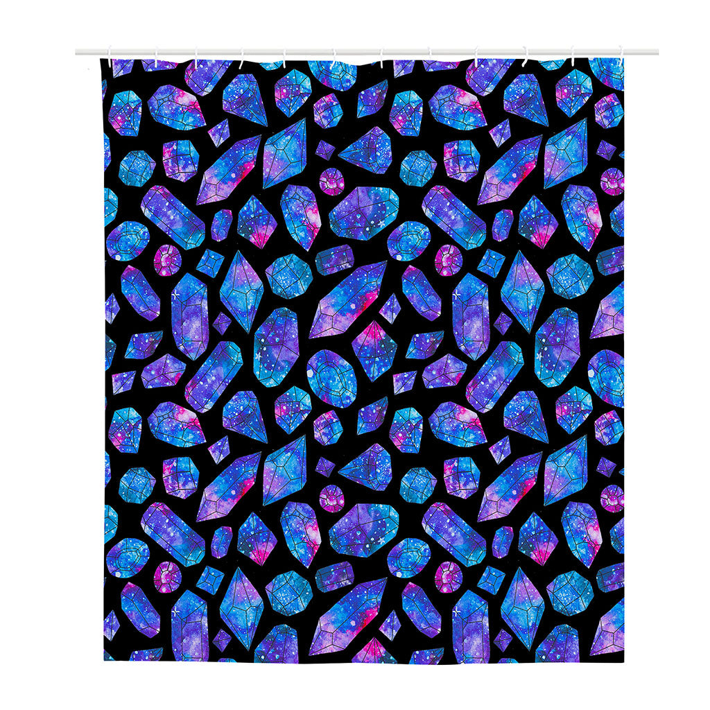 Blue Crystal Cosmic Galaxy Space Print Polyester Shower Curtain