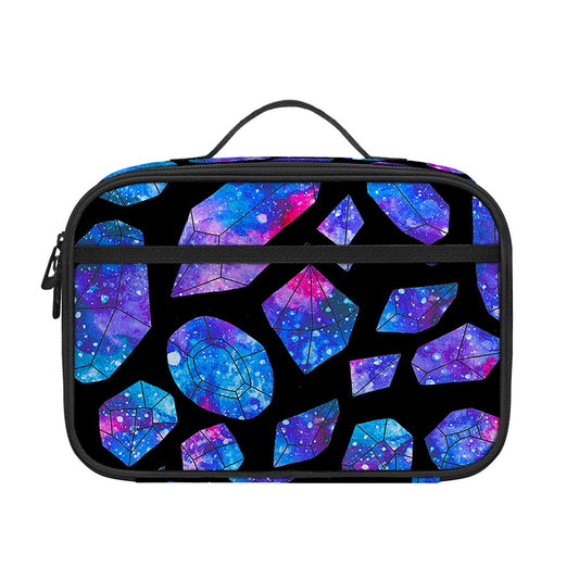 Blue Crystal Cosmic Galaxy Space Print Portable Lunch Bag
