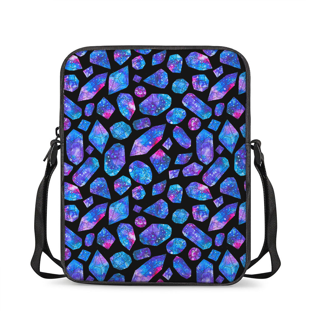 Blue Crystal Cosmic Galaxy Space Print Rectangular Crossbody Bag
