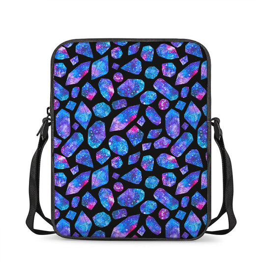 Blue Crystal Cosmic Galaxy Space Print Rectangular Crossbody Bag