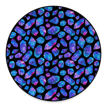 Blue Crystal Cosmic Galaxy Space Print Round Floor Mat
