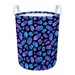 Blue Crystal Cosmic Galaxy Space Print Round Laundry Basket
