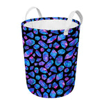 Blue Crystal Cosmic Galaxy Space Print Round Laundry Basket