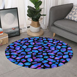 Blue Crystal Cosmic Galaxy Space Print Round Rug