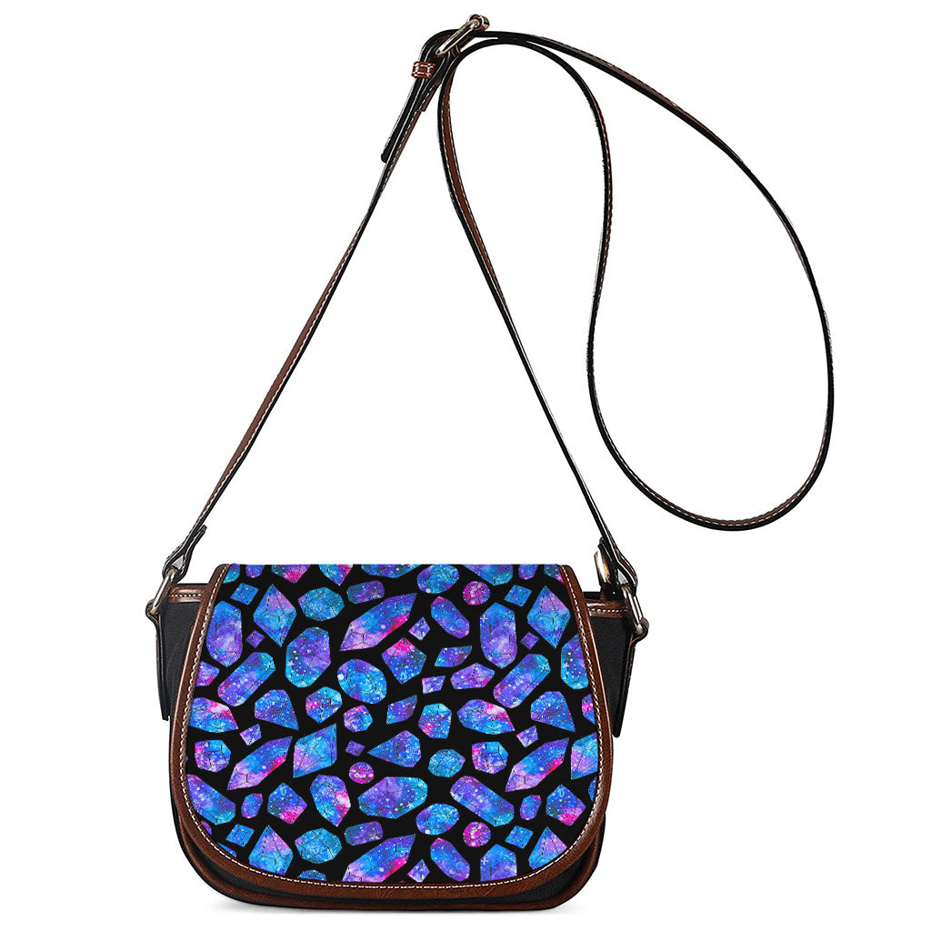 Blue Crystal Cosmic Galaxy Space Print Saddle Bag