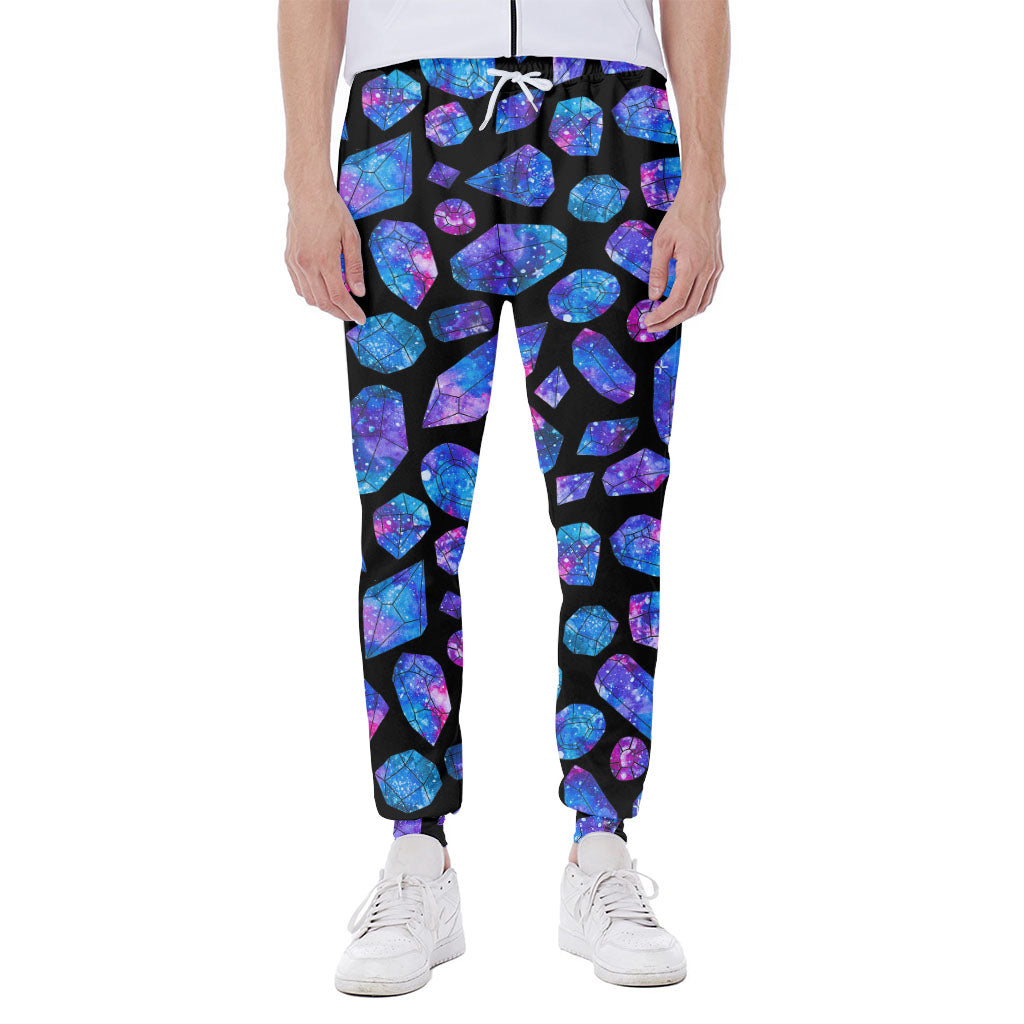 Blue Crystal Cosmic Galaxy Space Print Scuba Joggers