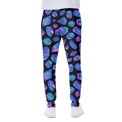 Blue Crystal Cosmic Galaxy Space Print Scuba Joggers