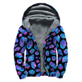 Blue Crystal Cosmic Galaxy Space Print Sherpa Lined Zip Up Hoodie
