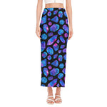 Blue Crystal Cosmic Galaxy Space Print Side Slit Maxi Skirt