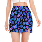 Blue Crystal Cosmic Galaxy Space Print Side Slit Mini Skirt