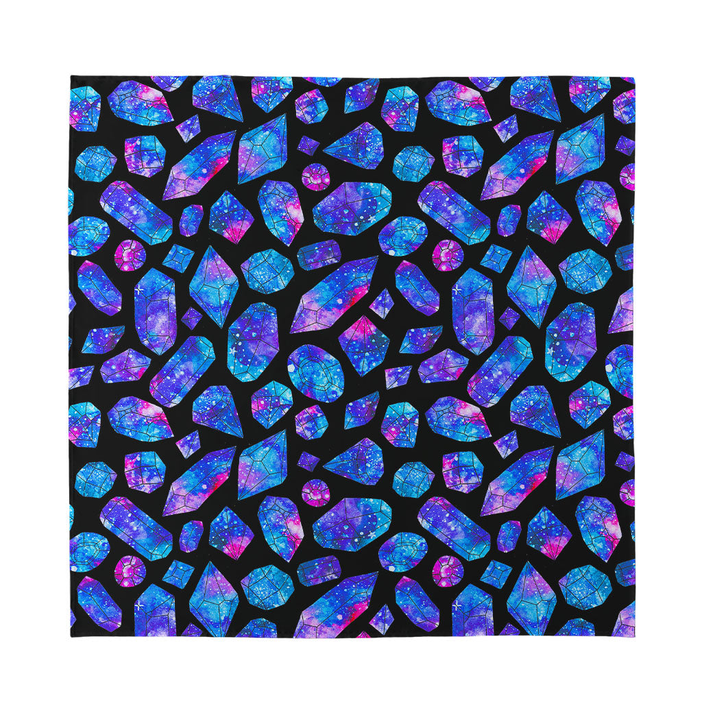 Blue Crystal Cosmic Galaxy Space Print Silk Bandana