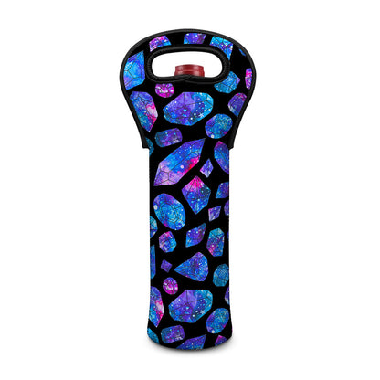 Blue Crystal Cosmic Galaxy Space Print Single Neoprene Wine Tote