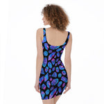 Blue Crystal Cosmic Galaxy Space Print Sleeveless Bodycon Dress