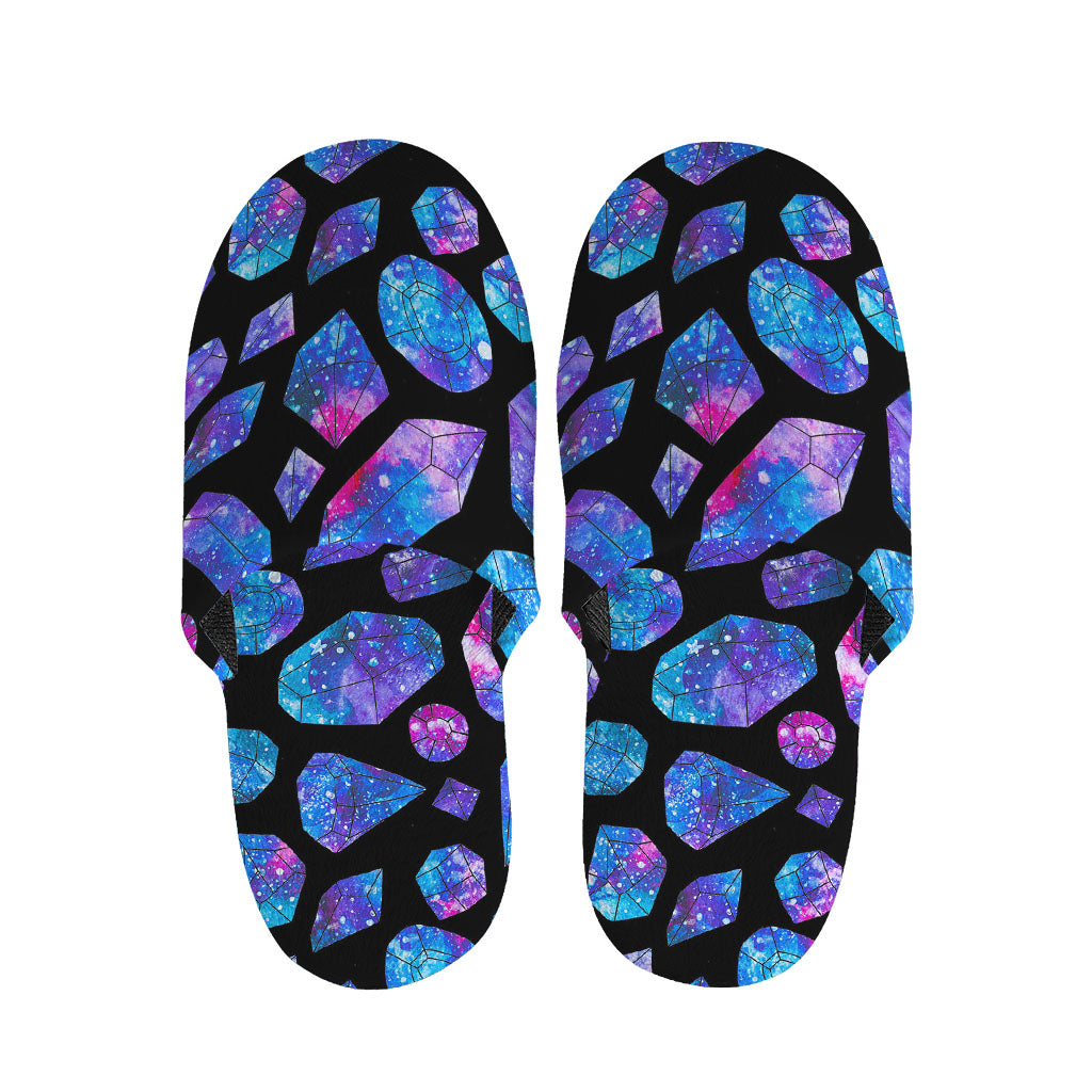 Blue Crystal Cosmic Galaxy Space Print Slippers