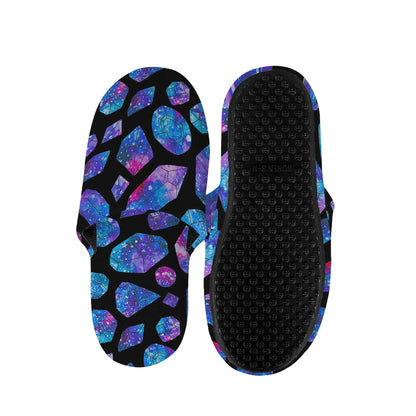 Blue Crystal Cosmic Galaxy Space Print Slippers