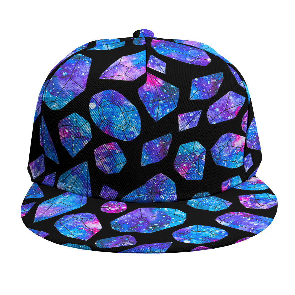 Blue Crystal Cosmic Galaxy Space Print Snapback Cap