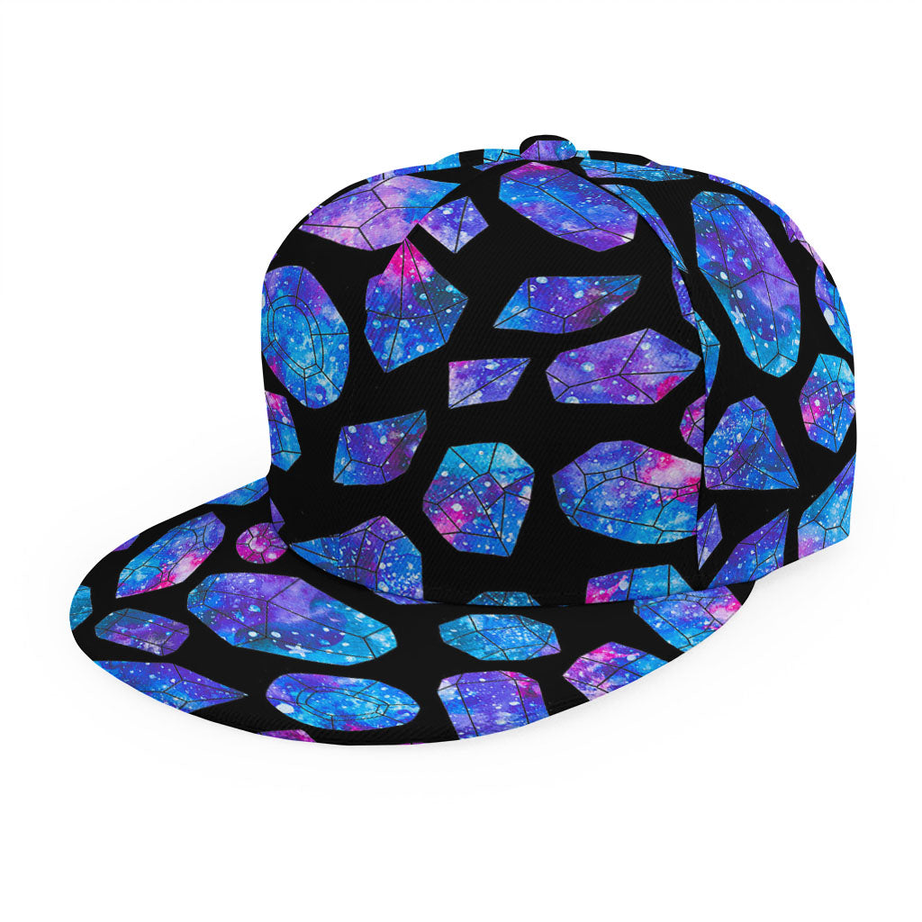 Blue Crystal Cosmic Galaxy Space Print Snapback Cap