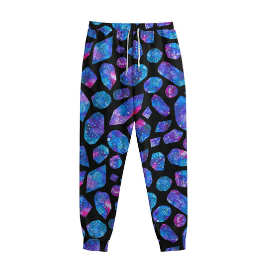 Blue Crystal Cosmic Galaxy Space Print Sweatpants