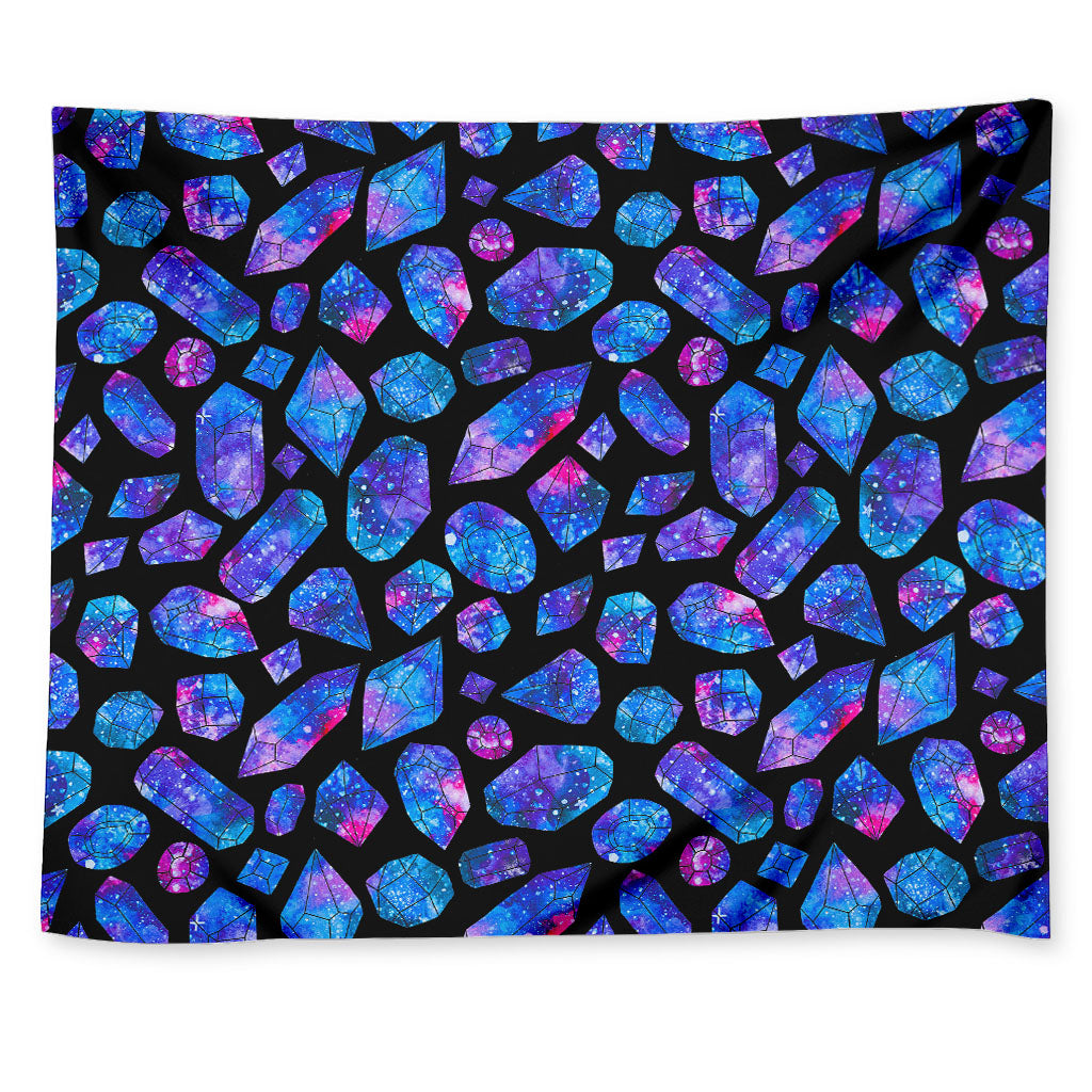 Blue Crystal Cosmic Galaxy Space Print Tapestry