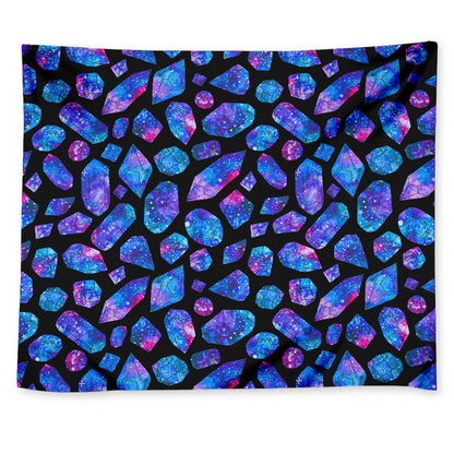 Blue Crystal Cosmic Galaxy Space Print Tapestry