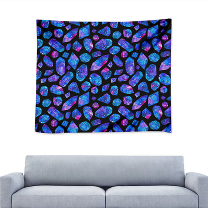 Blue Crystal Cosmic Galaxy Space Print Tapestry