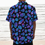 Blue Crystal Cosmic Galaxy Space Print Textured Short Sleeve Shirt