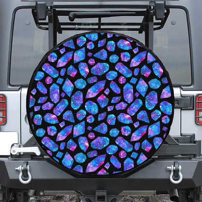 Blue Crystal Cosmic Galaxy Space Print Tire Cover