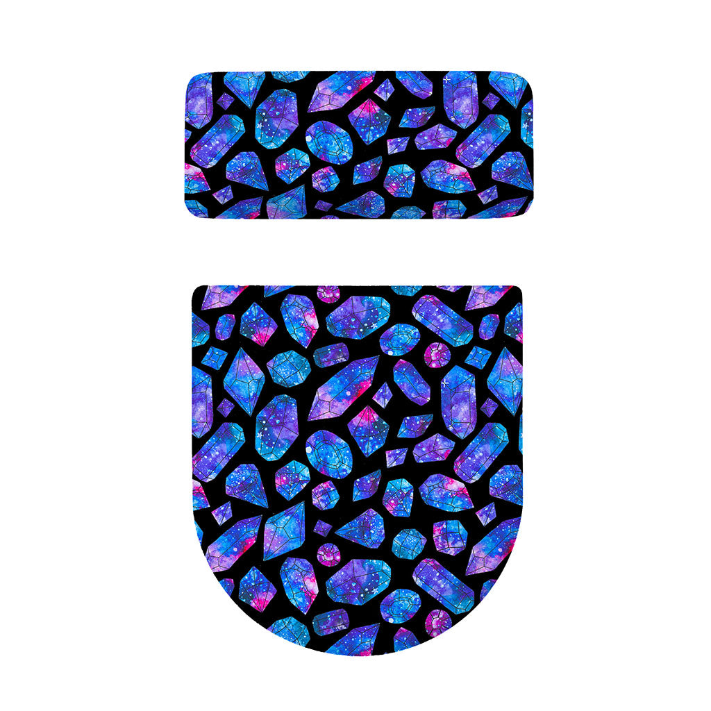 Blue Crystal Cosmic Galaxy Space Print Toilet Lid And Tank Cover Set