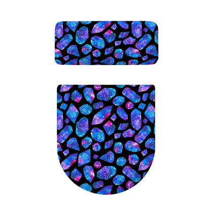 Blue Crystal Cosmic Galaxy Space Print Toilet Lid And Tank Cover Set