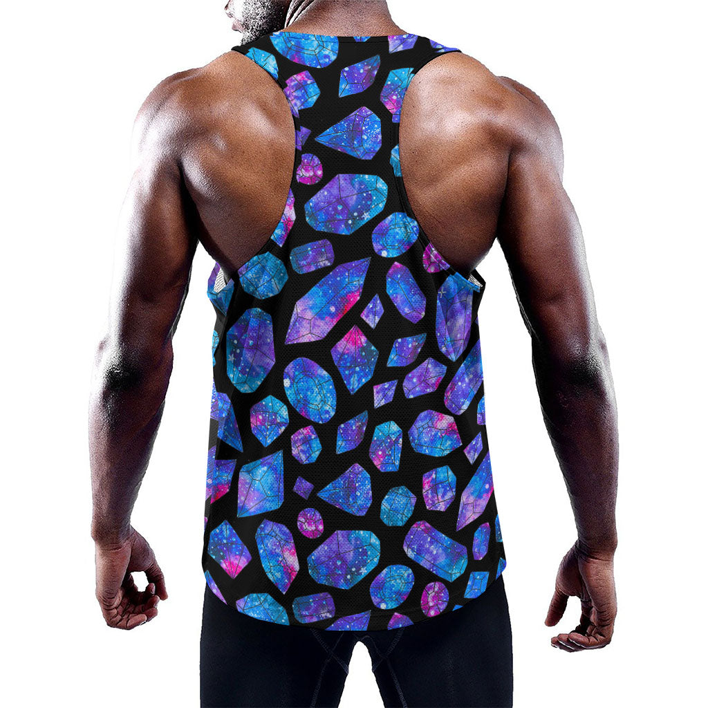 Blue Crystal Cosmic Galaxy Space Print Training Tank Top