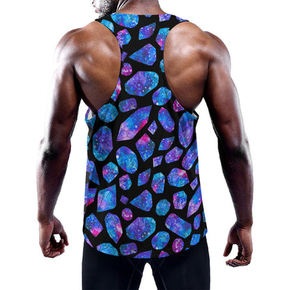 Blue Crystal Cosmic Galaxy Space Print Training Tank Top