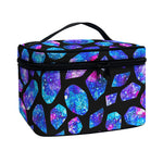 Blue Crystal Cosmic Galaxy Space Print Travel Makeup Bag