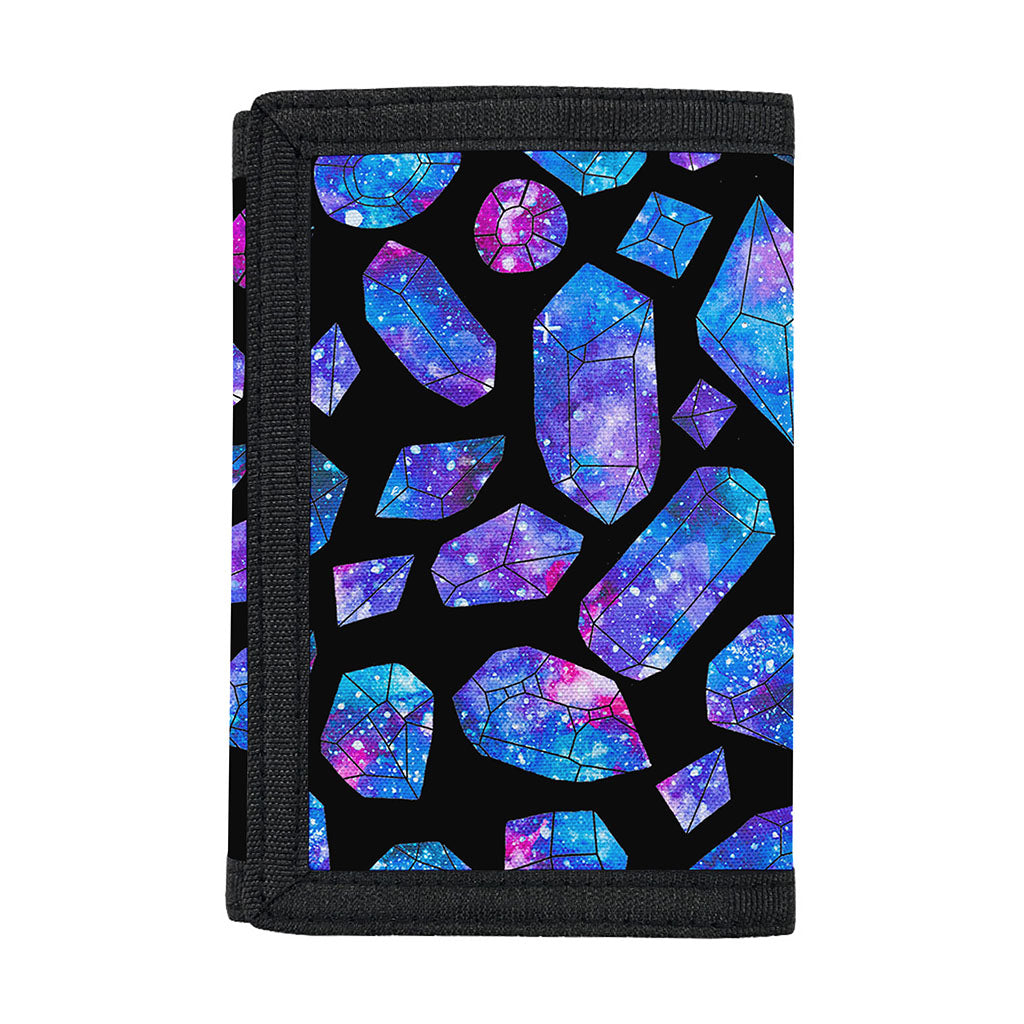 Blue Crystal Cosmic Galaxy Space Print Trifold Wallet