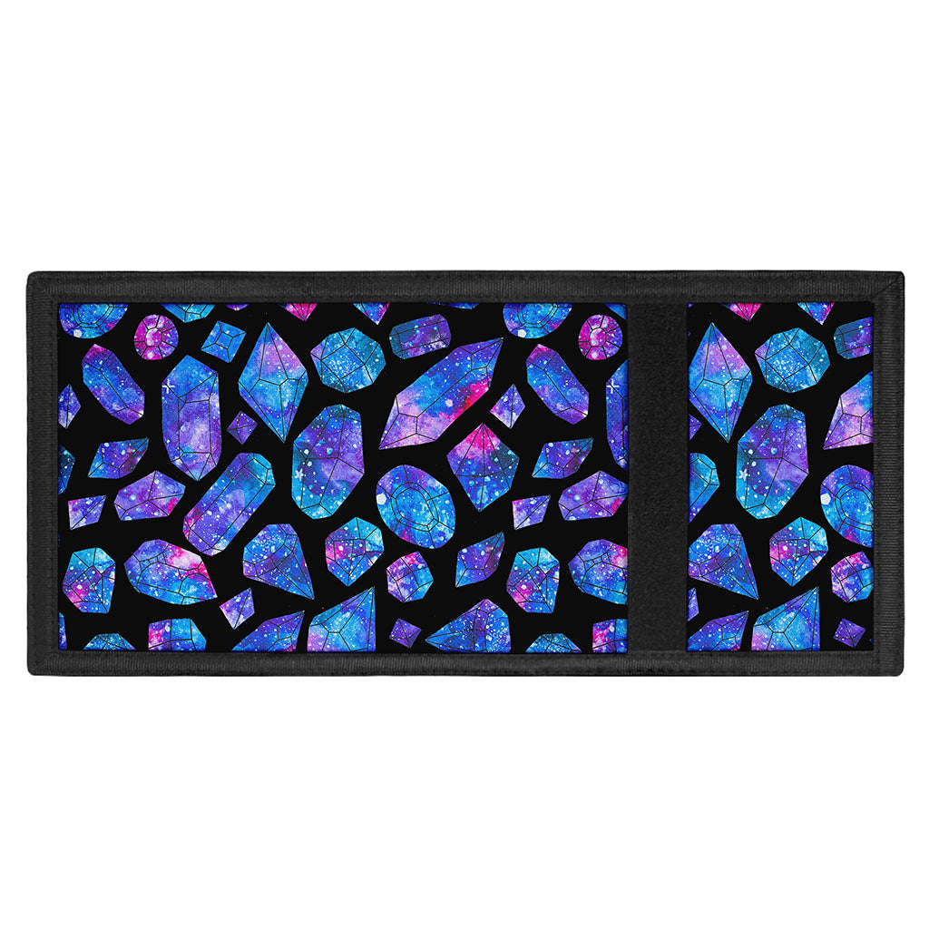 Blue Crystal Cosmic Galaxy Space Print Trifold Wallet