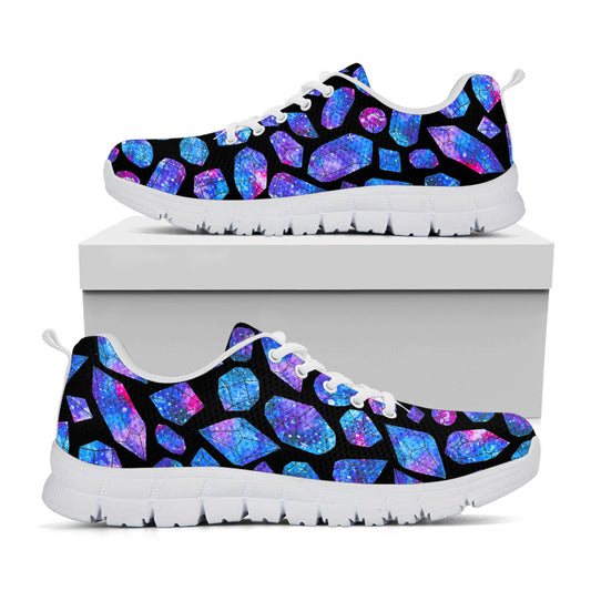 Blue Crystal Cosmic Galaxy Space Print White Running Shoes
