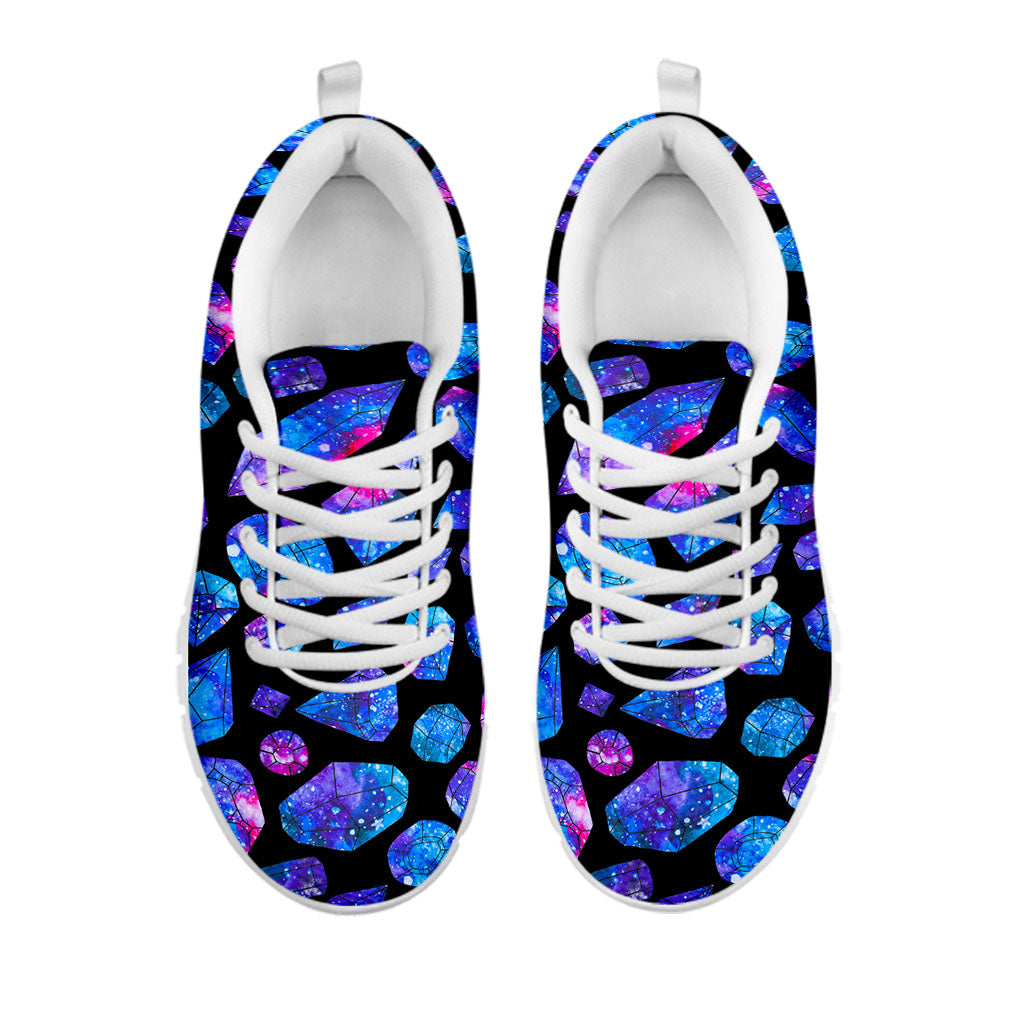 Blue Crystal Cosmic Galaxy Space Print White Running Shoes