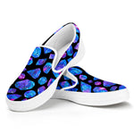 Blue Crystal Cosmic Galaxy Space Print White Slip On Sneakers