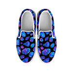 Blue Crystal Cosmic Galaxy Space Print White Slip On Sneakers
