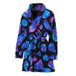Blue Crystal Cosmic Galaxy Space Print Women's Bathrobe